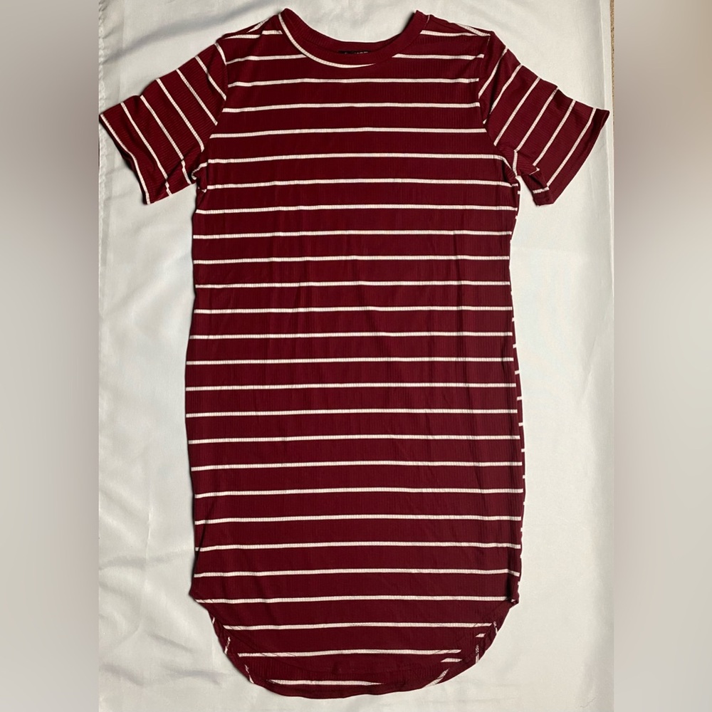 Striped Ribbed Knit Tunic Dress